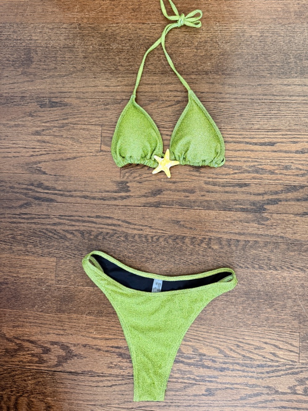 SHEIN Green Triangle Bikini Set with Star Accent